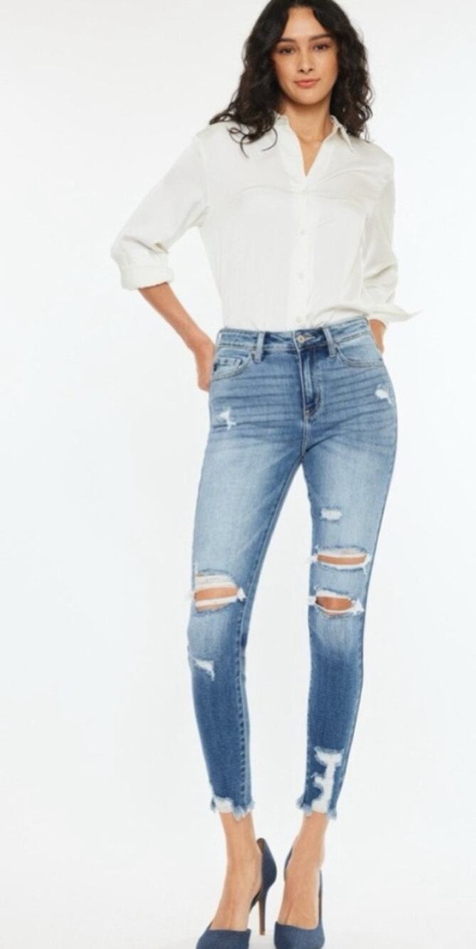Kancan Los Angeles high rise fray hem ankle jegging size 7/27